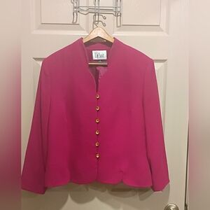 Vintage Plus Size Le Suit Fuschia Collarless Button Front Blazer Size 18